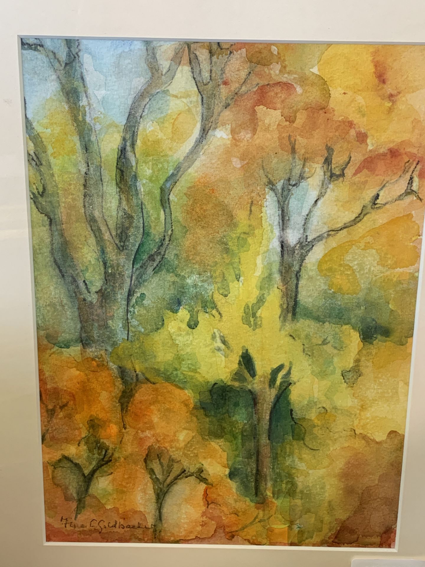 Two framed and glazed watercolours of autumn woodland scenes by Fiona Goldbacher - Image 2 of 2