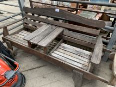 Swan' teak garden bench with centre table