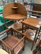 Two mahogany washstands and a canterbury