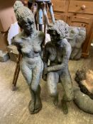 Two resin sculptures of female nudes