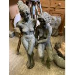 Two resin sculptures of female nudes