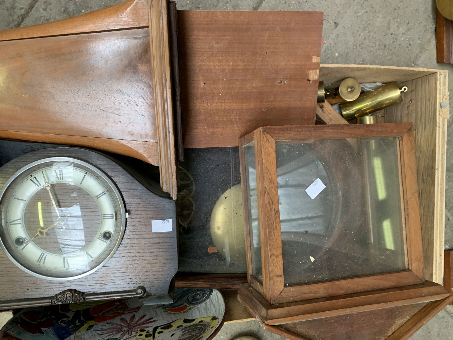 Three clocks, a quantity of clock weights and two clock cases - Image 2 of 3
