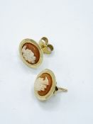 9ct yellow gold cameo stud earrings