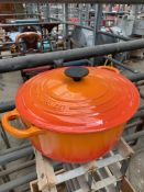 Le Creuset kettle, Le Creuset casserole dish and ceramic mixing bowl