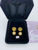 Three pairs of 9ct gold earrings