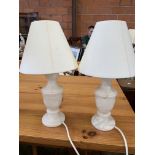 A pair of white onyx table lamps