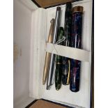 Waterman fountain pen with 18ct gold nib and other pens