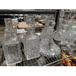 Cut glass decanters and other items