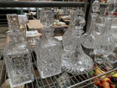 Cut glass decanters and other items
