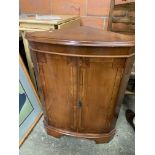 Yew wood two door corner cupboard