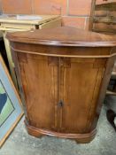 Yew wood two door corner cupboard