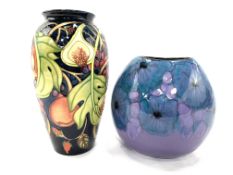 Moorcroft vase and a Poole pottery vase