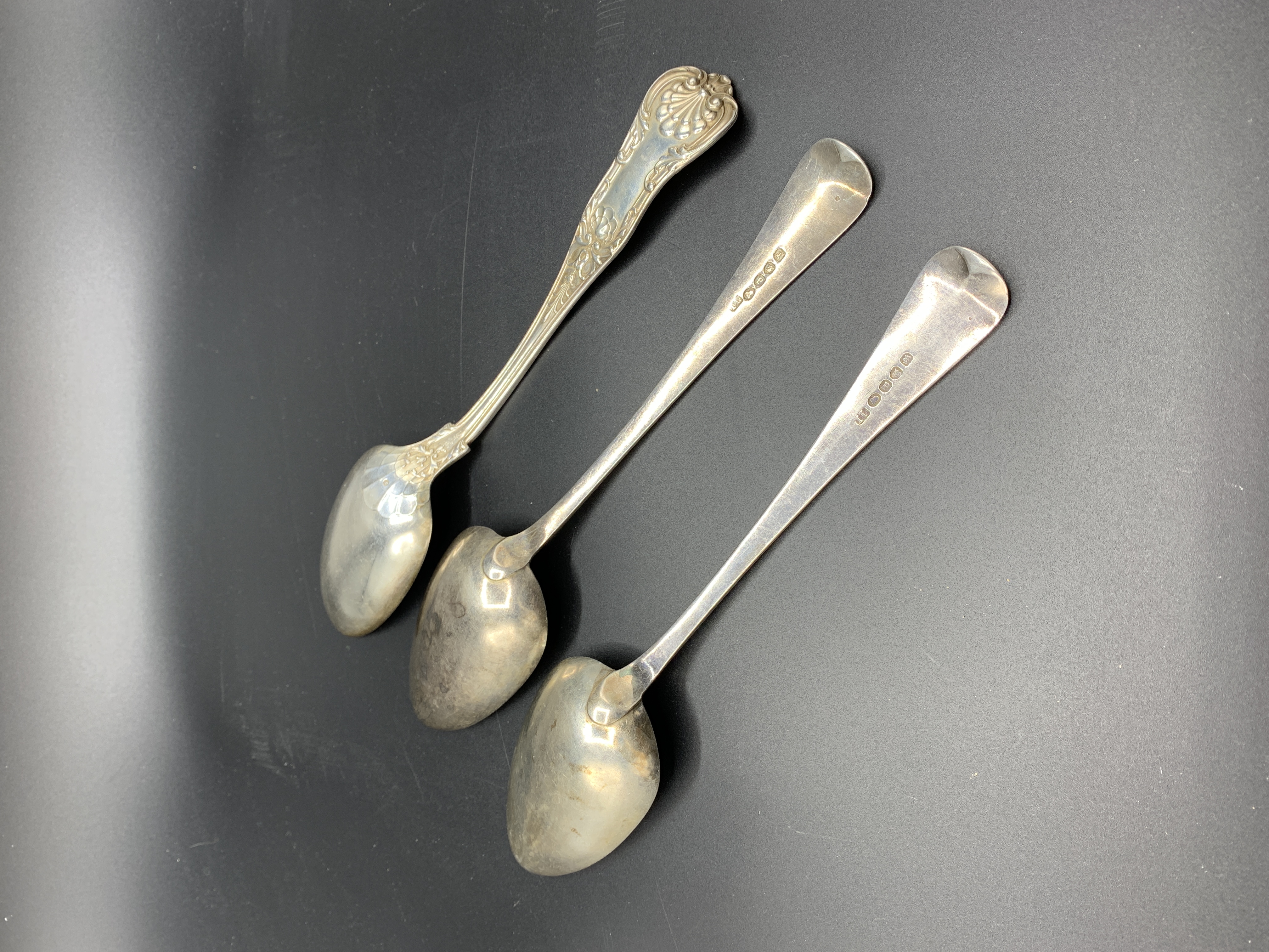 Two Georgian silver tablespoons and a Gorham silver tablespoon - Image 2 of 2