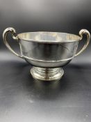 Silver two handled bowl on stand