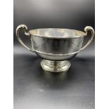 Silver two handled bowl on stand