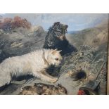 Two gilt framed and glazed watercolours of terriers hunting