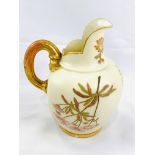 Royal Worcester jug circa 1897 hand painted with flowers