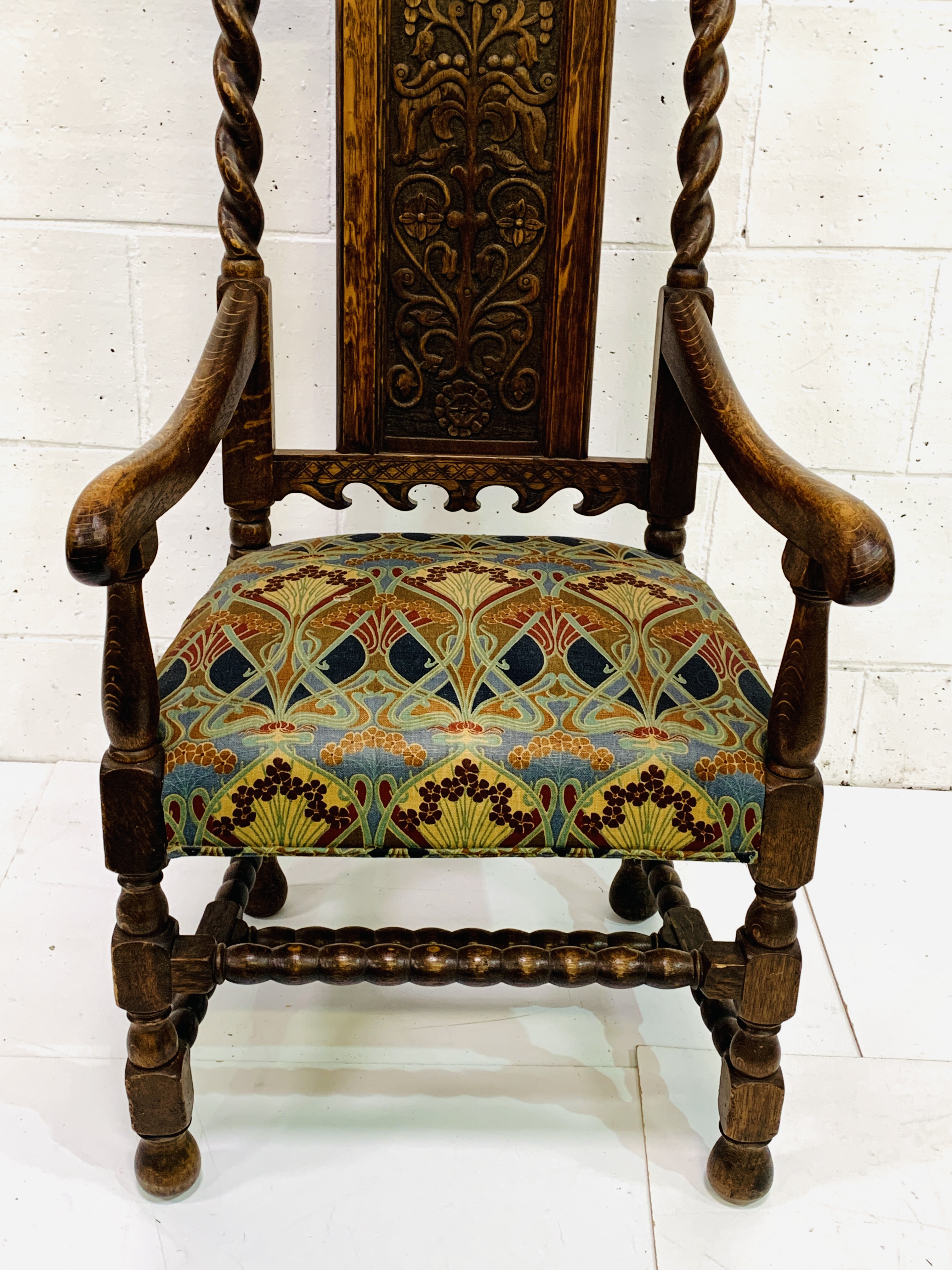 Early 20th Century oak framed open armchair - Image 3 of 6