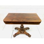 Burr mahogany swivel fold-over top games table