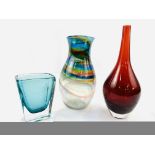 Three glass vases