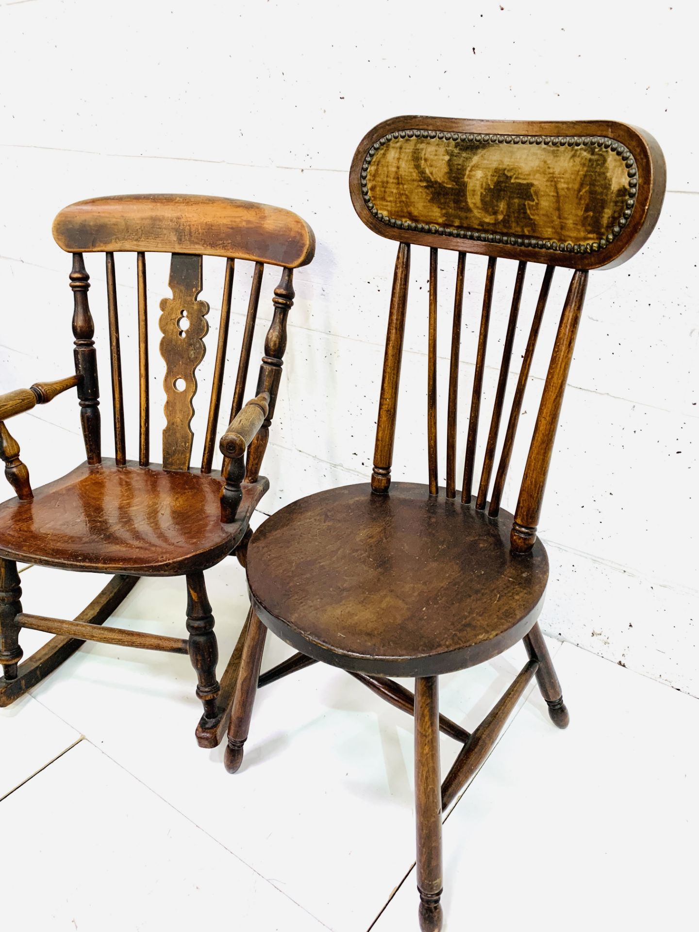 A child's oak rocking chair and a bedroom chair - Image 2 of 4