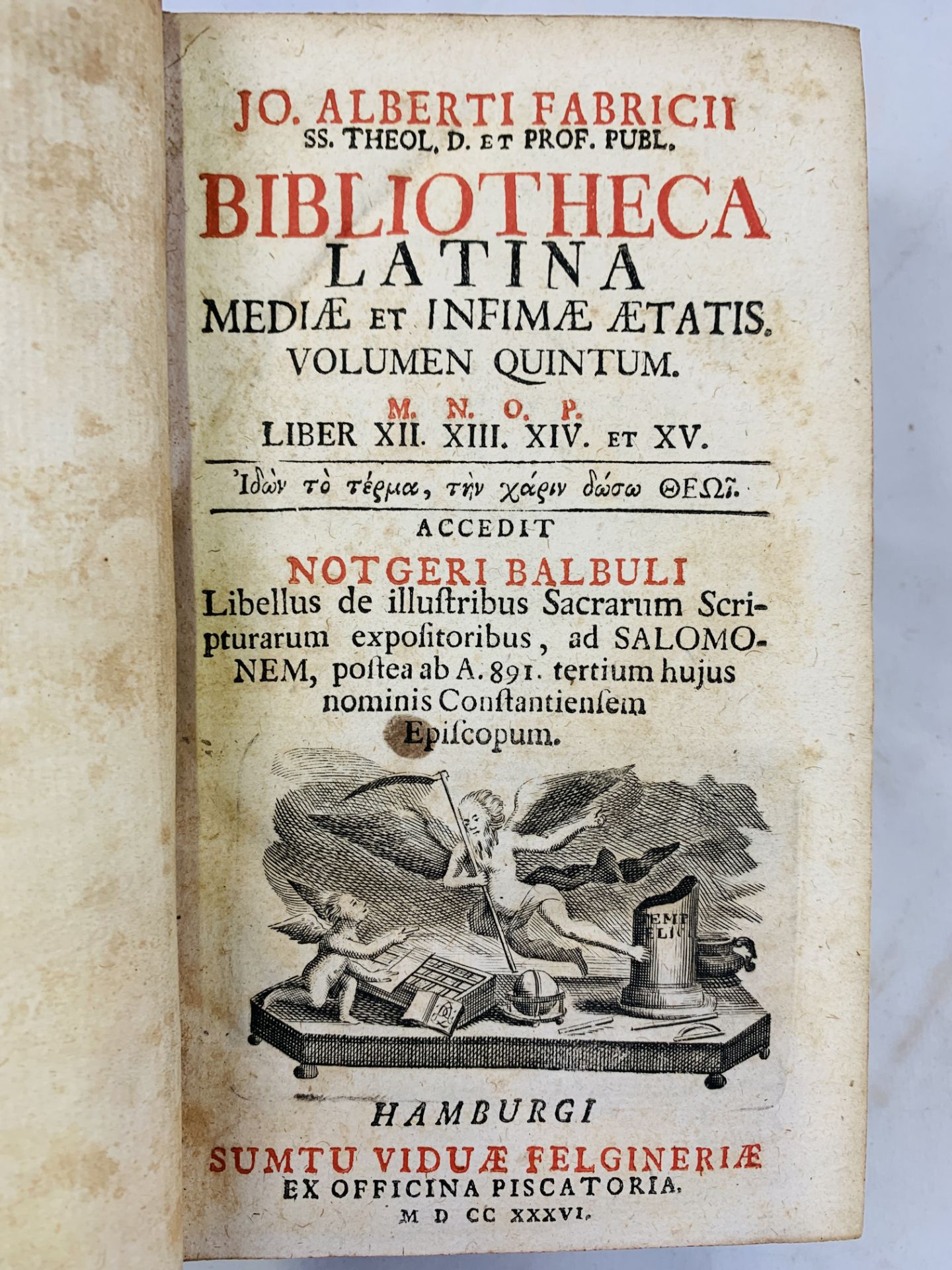 Four volumes of Bibliotheca Latina published in Hamburg 1734-1736 by J. Alberti Fabricii - Image 3 of 4