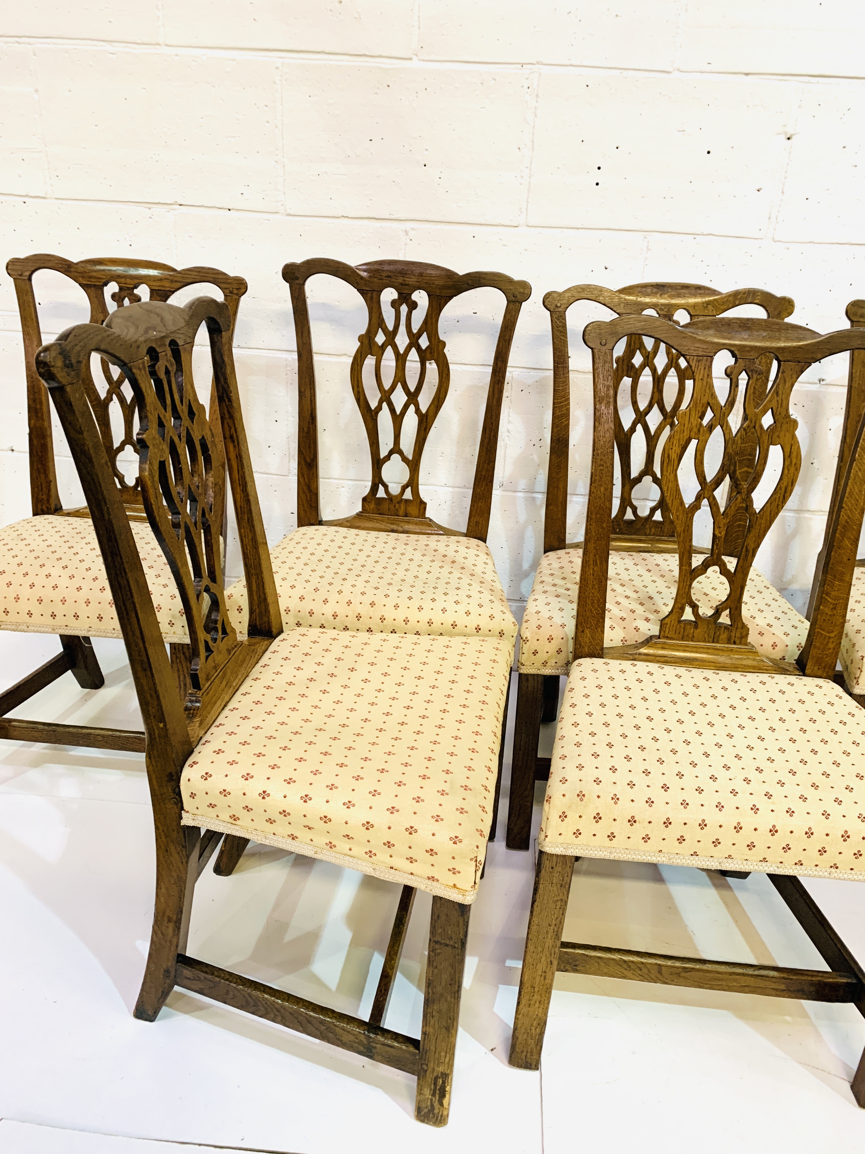 Group of six 19th century mahogany framed Chippendale style chairs - Image 4 of 5
