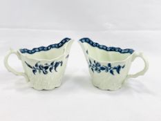 Two 18th Century Worcester blue and white cream jugs