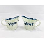 Two 18th Century Worcester blue and white cream jugs