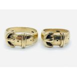 Two 9ct gold buckle rings