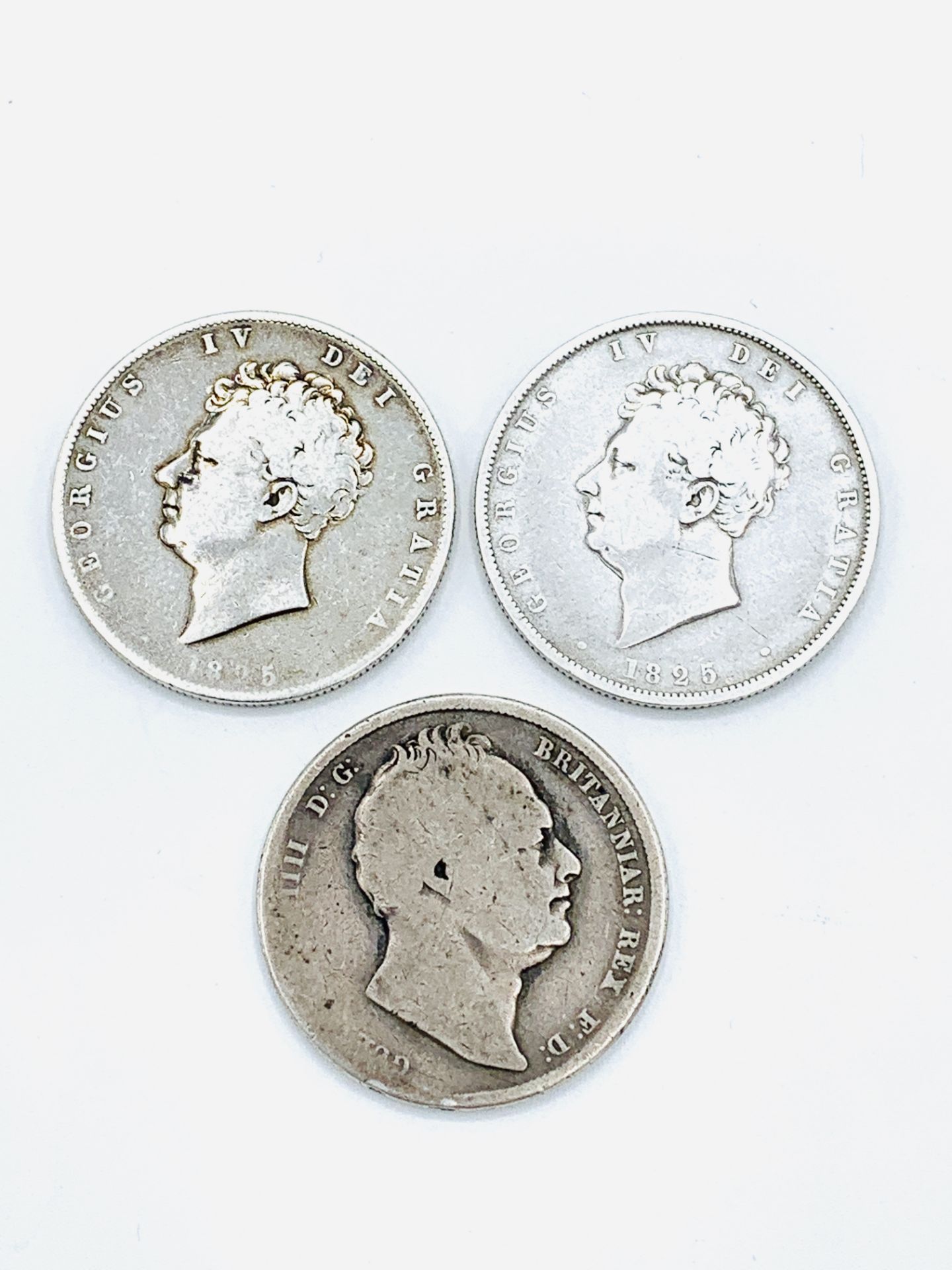 Three silver half crowns: 2 x 1825 and 1836