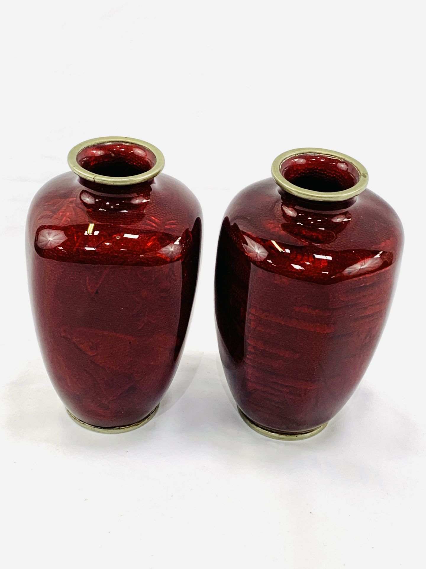 Two Japanese Ginbari red vases, early 20th Century - Image 7 of 7