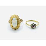 Victorian 18ct gold ruby and diamond ring and an opal ring