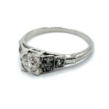 Art Deco style platinum and diamond solitaire ring