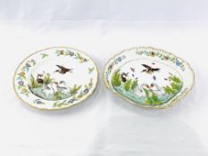 A very decorative Herend porcelain dish and a plate decorated in very similar fashion