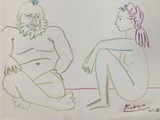 Unframed, hand signed and dated coloured lithograph by Pablo Picasso