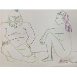 Unframed, hand signed and dated coloured lithograph by Pablo Picasso