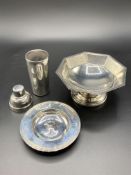 Three boxed items of Mappin & Webb, two hallmarked silver and one silver plate