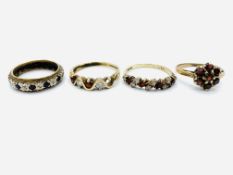 Four 9ct gold rings