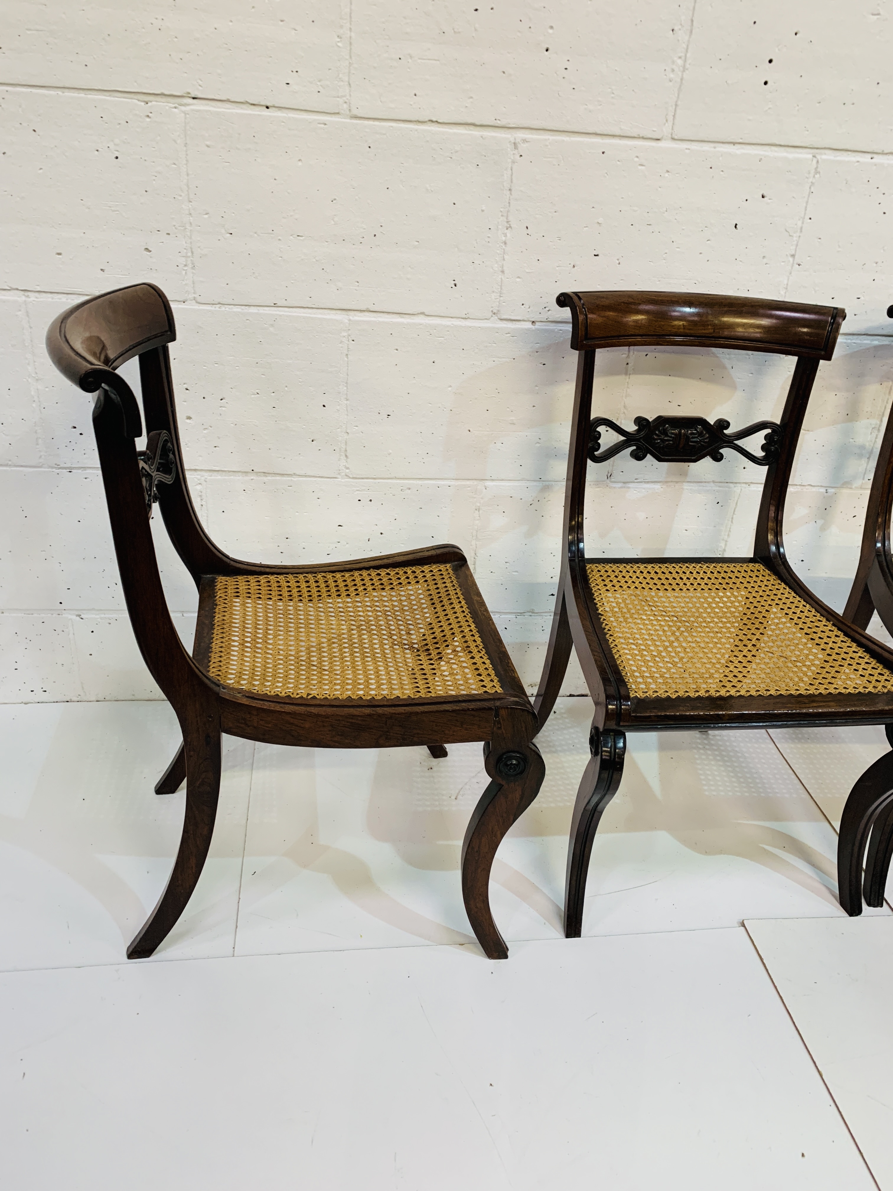 Three mahogany cane seat dining chairs - Image 5 of 5