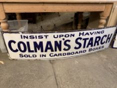 Blue and white enamel Colman's advertising sign