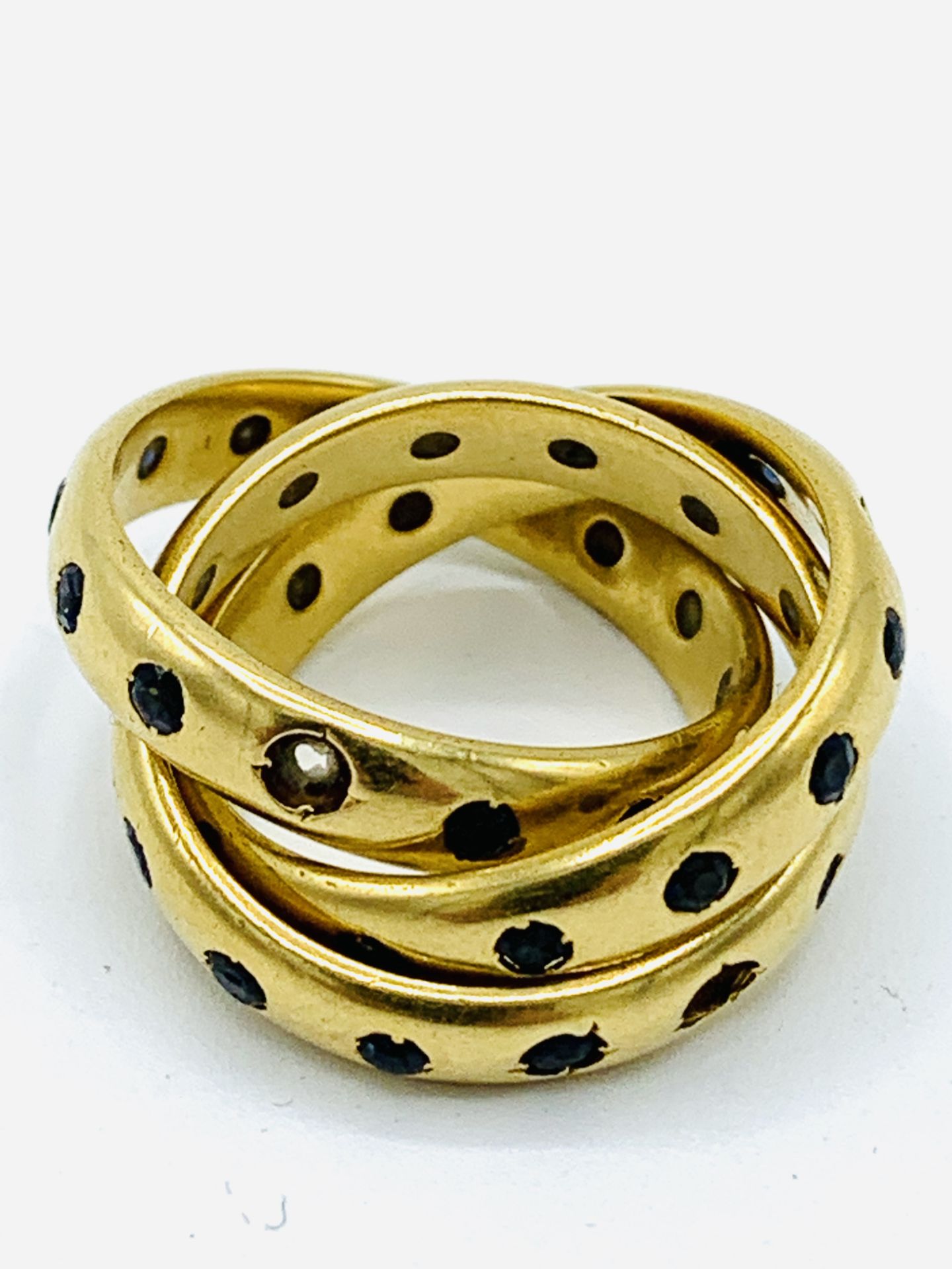 Annabel Jones yellow gold and sapphire Russian wedding band - Image 2 of 3