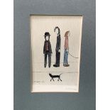 Unframed Limited Edition L S Lowry print of Three Men and a Cat