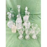 A collection of decanters