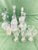 A collection of decanters