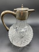 Edwardian cut glass silver mounted claret jug, hallmarked Birmingham 1903