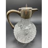 Edwardian cut glass silver mounted claret jug, hallmarked Birmingham 1903