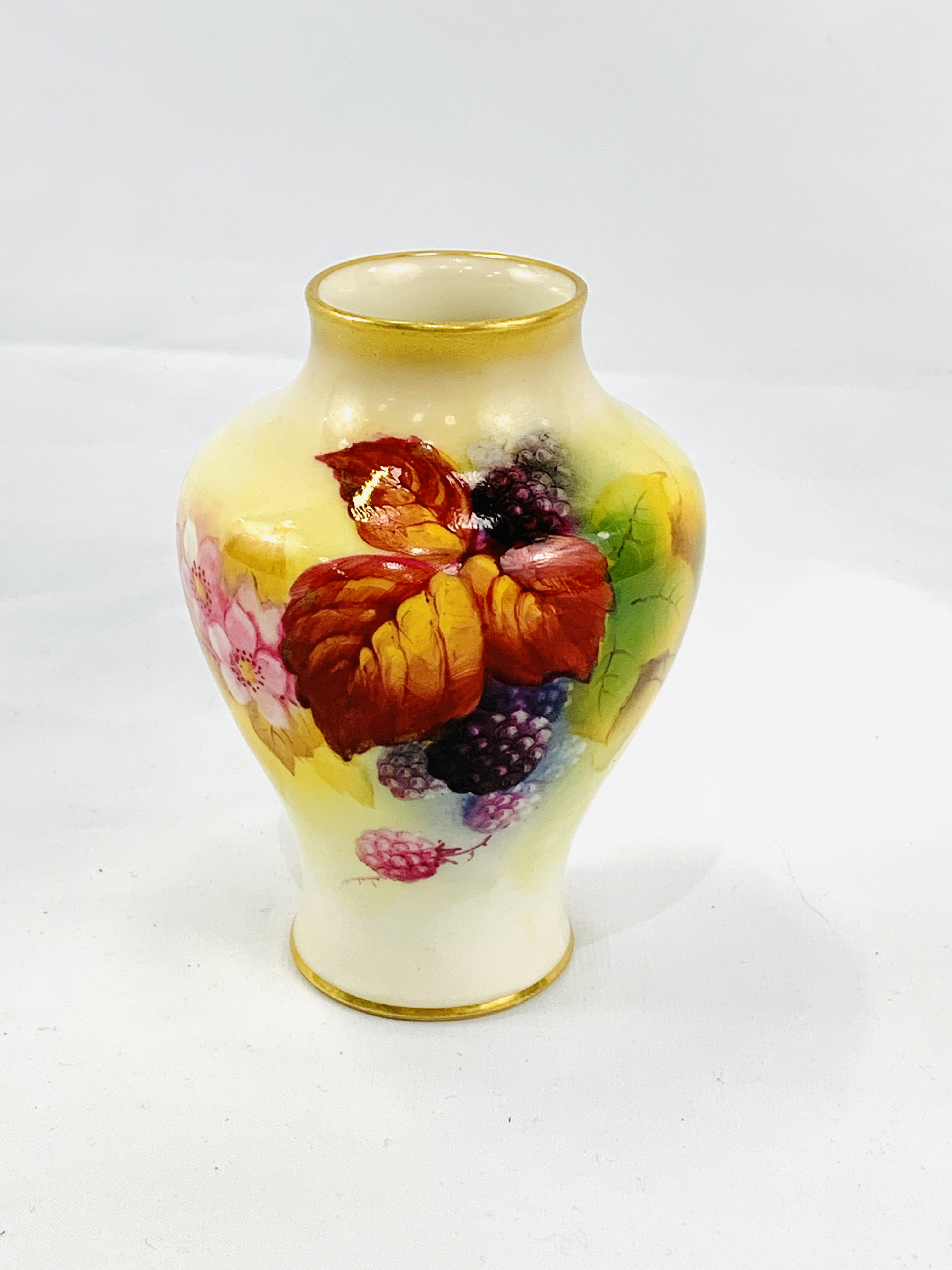 Royal Worcester vase hand-painted with blackberries by J Blake - Image 2 of 5