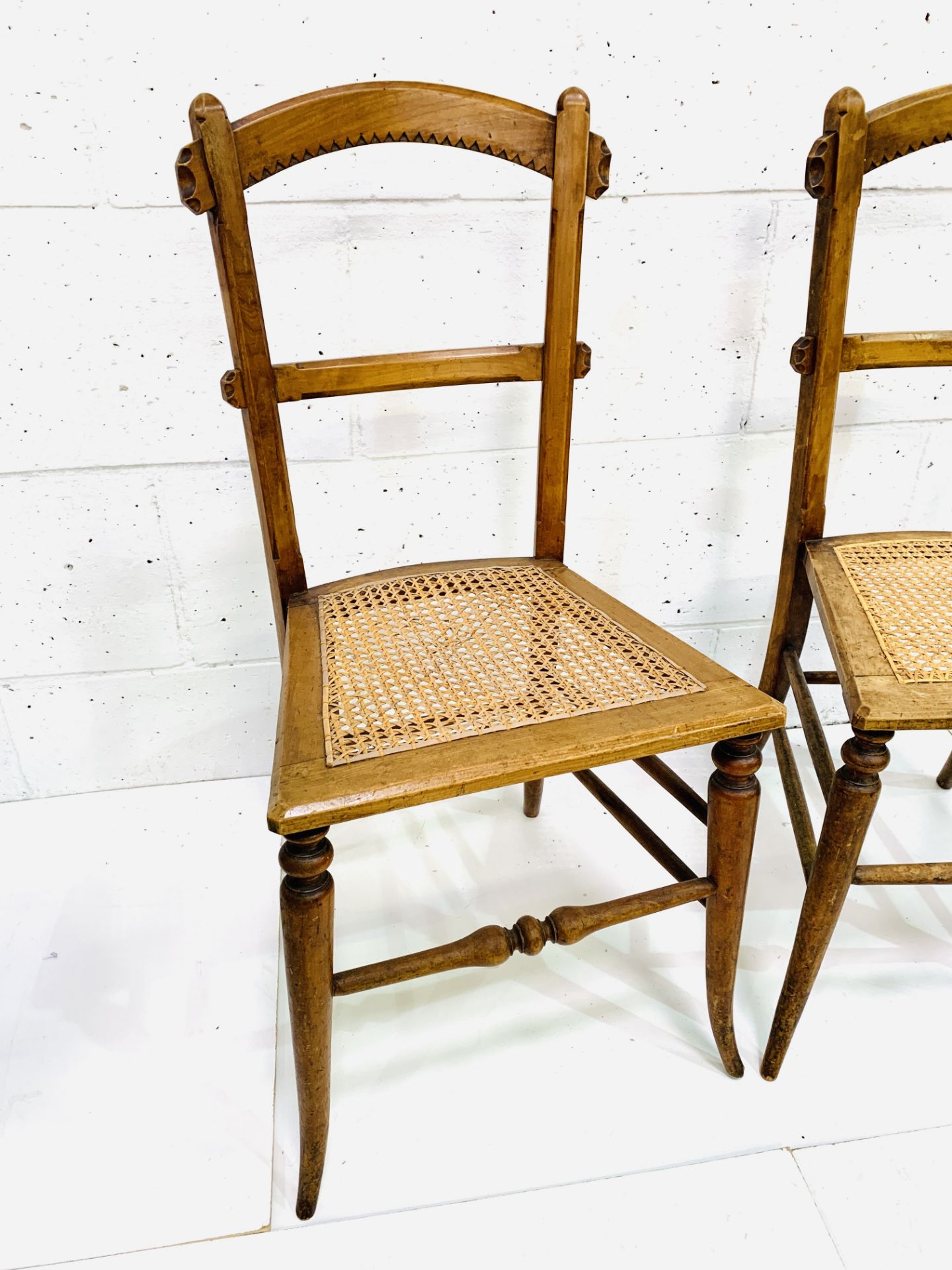 Pair of decorative cane seat arched back bedroom chairs - Image 4 of 5