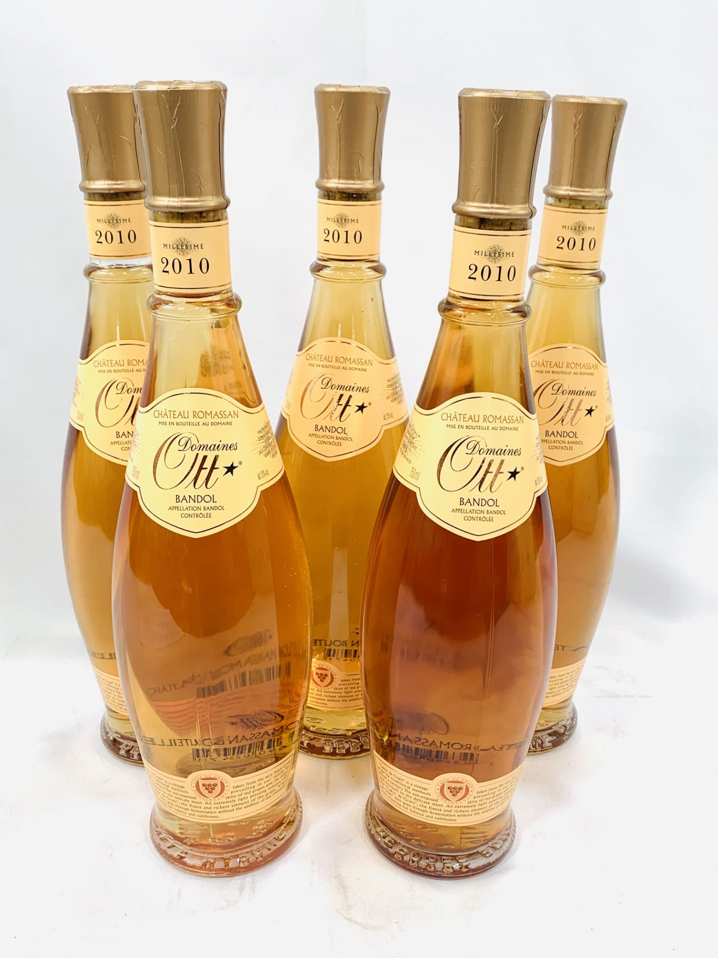 Five 75cl bottles 2010 Domaines Ott Château Romassan Bandol rosé
